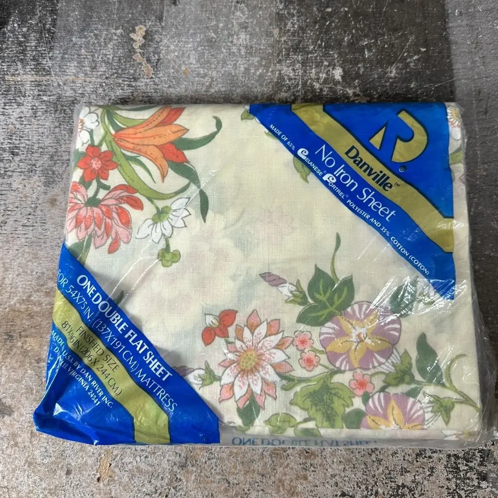 DANVILLE NO IRON ONE DOUBLE FLAT‎ SHEET FLORAL 81 X 96 INCHES Susan's Garden